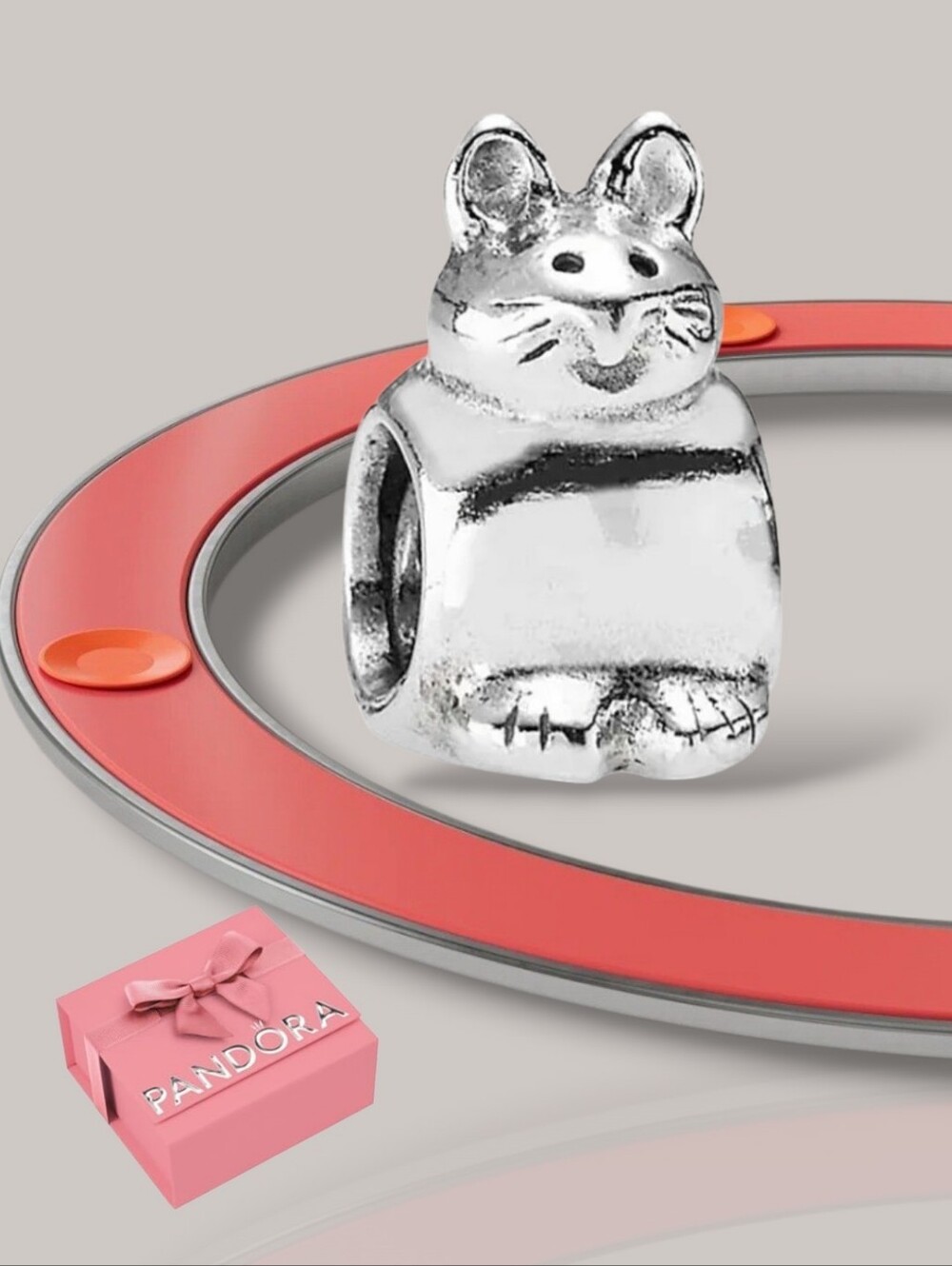 PANDORA Sterling Silver Kitten Cat Animal Bead Charm Retired